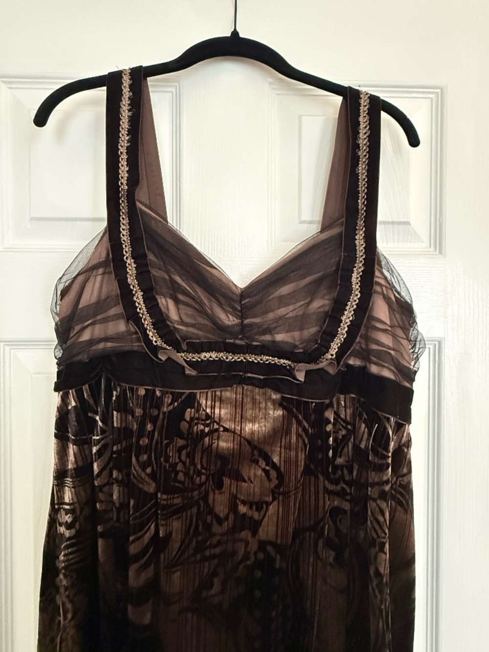 Mixit Brown Black Velvet Print Cocktail Dress Size 12